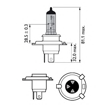 SET 2 BECURI FAR H4 P43 60/55W 12V WHITE VISION PHILIPS