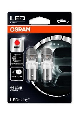 SET 2 BECURI LED EXTERIOR 12V (P21/5W) RED LEDriving PREMIUM BLI OSRAM