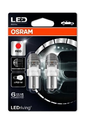 SET 2 BECURI LED EXTERIOR 12V (P21W) RED LEDriving PREMIUM BLI OSRAM