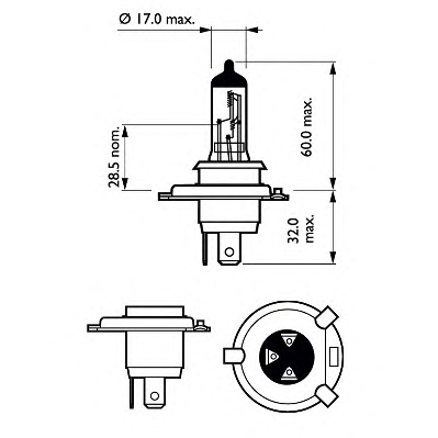 SET 2 BECURI FAR H4 P43t 60/55W 12V X-TREME VISION PHILIPS