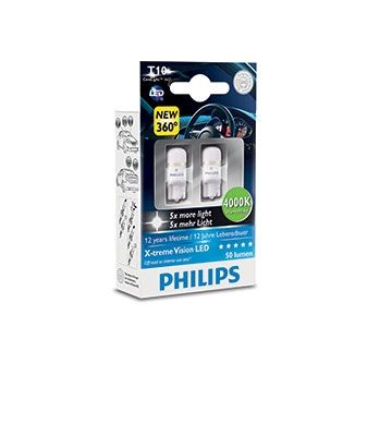 SET 2 BECURI LED INTERIOR 12V T10 (0.9W) 4000K X-TREME ULTINON PHILIPS