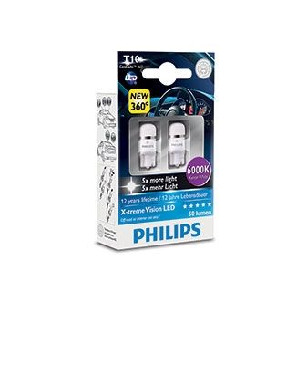 SET 2 BECURI LED INTERIOR 12V T10 (0.9W) 6000K X-TREME ULTINON PHILIPS