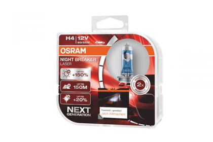 SET 2 BECURI 12V H4 60/55 W NIGHT BREAKER LASER +150% OSRAM